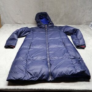 Tommy Hilfiger Down Jacket Womens Medium Blue Insulated Long Quilted Puffer Coat